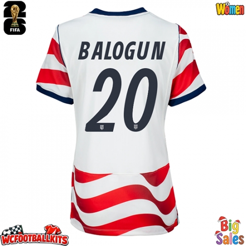 United States Folarin Balogun #20 Replica Home Stadium Shirt for Women World Cup 2026 Short Sleeve
